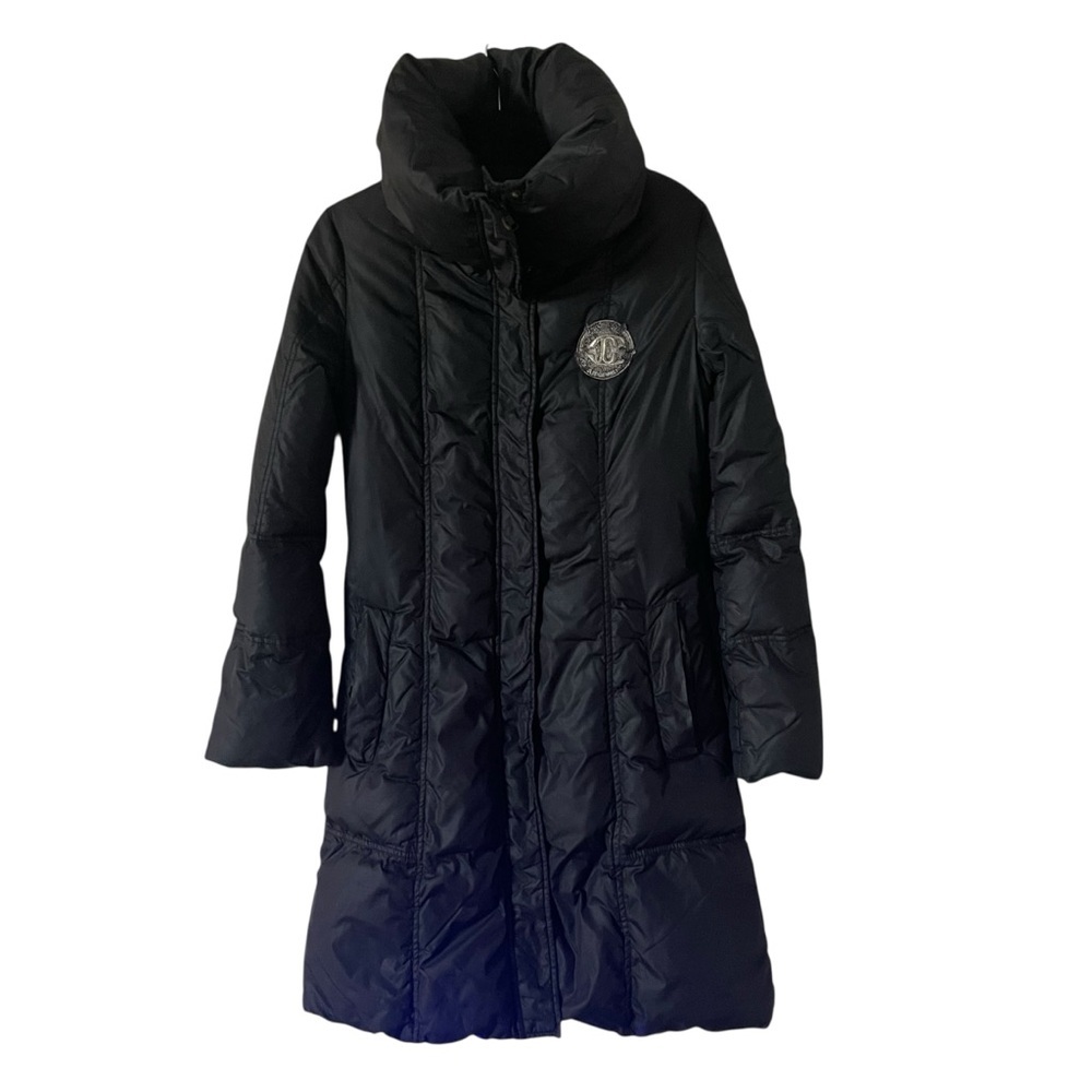 Just Cavalli Black Quilted Down Puffer Coat Women Size M